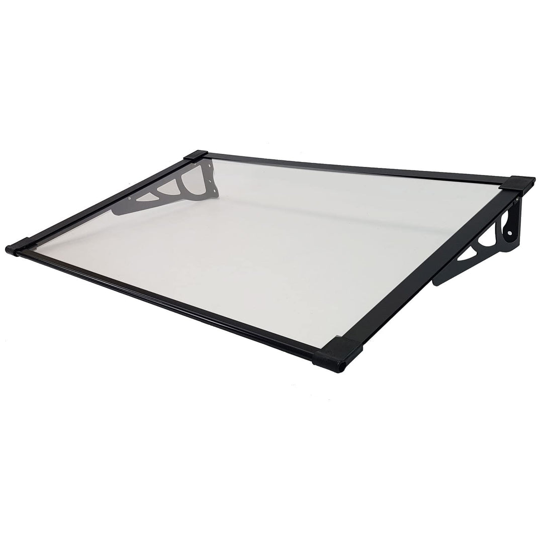 TrutzHolm® Aluminium Vordach Haustürvordach Pultvordach 150 x 90 cm Schneelast 95kg | Polycarbonatpl