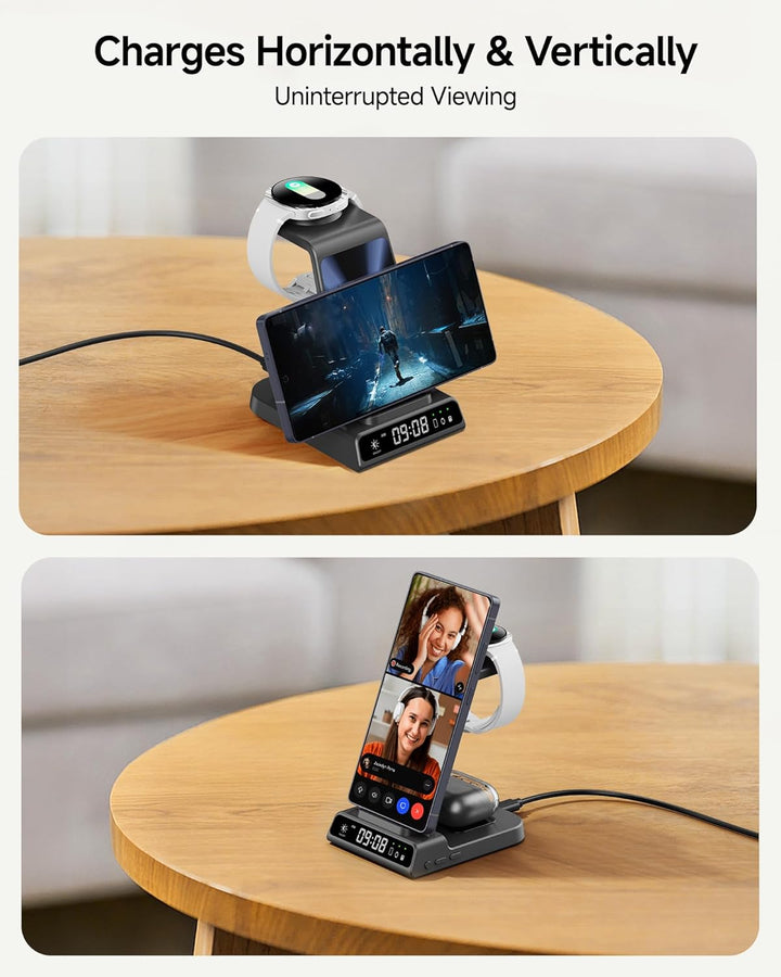 Induktive Ladestation für Samsung S25 Ultra, 3 in 1 Kabelloses Ladestation für Galaxy S25/S24/S23/Z