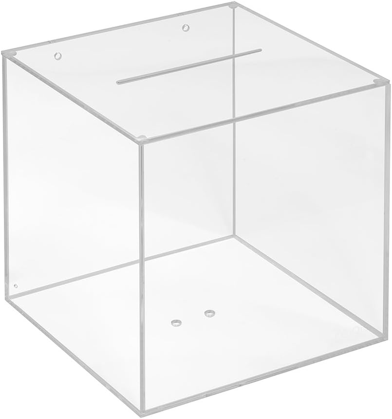 Losbox aus Acrylglas in 200x200x200mm - Zeigis® / Spendenbox/Aktionsbox/Gewinnspielbox/transparent/d
