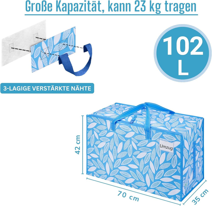 VENO 102 Liter Grosse Aufbewahrungstasche mit Deckel, Strapazierfähige Griffe und Reissverschlüssen