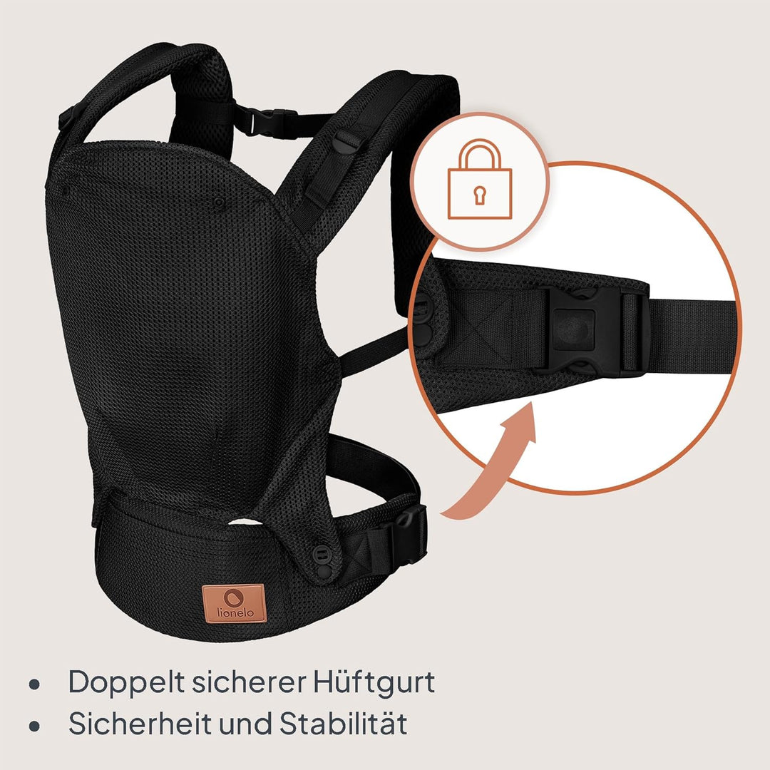 Lionelo Margareet Air Ergonomische Babytrage für Babys von 4 Monaten bis 20 kg, 3 Tragepositionen, a
