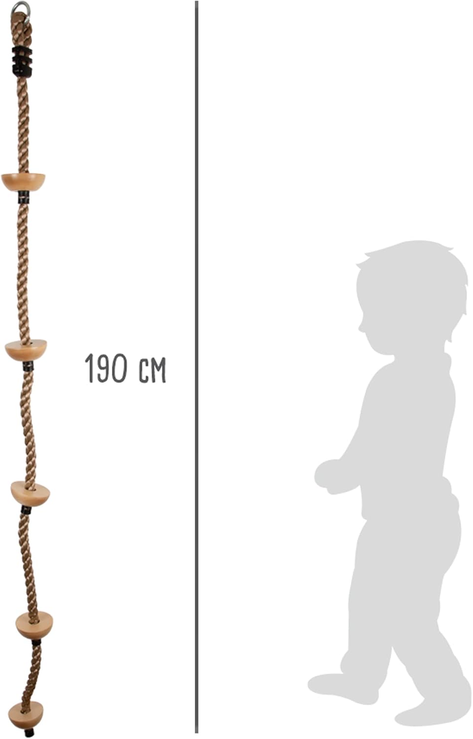 Small Foot Kletterseil mit Fusstritten aus Holz und stabilem Ring zur Aufhängung, in Natur-Optik, ab
