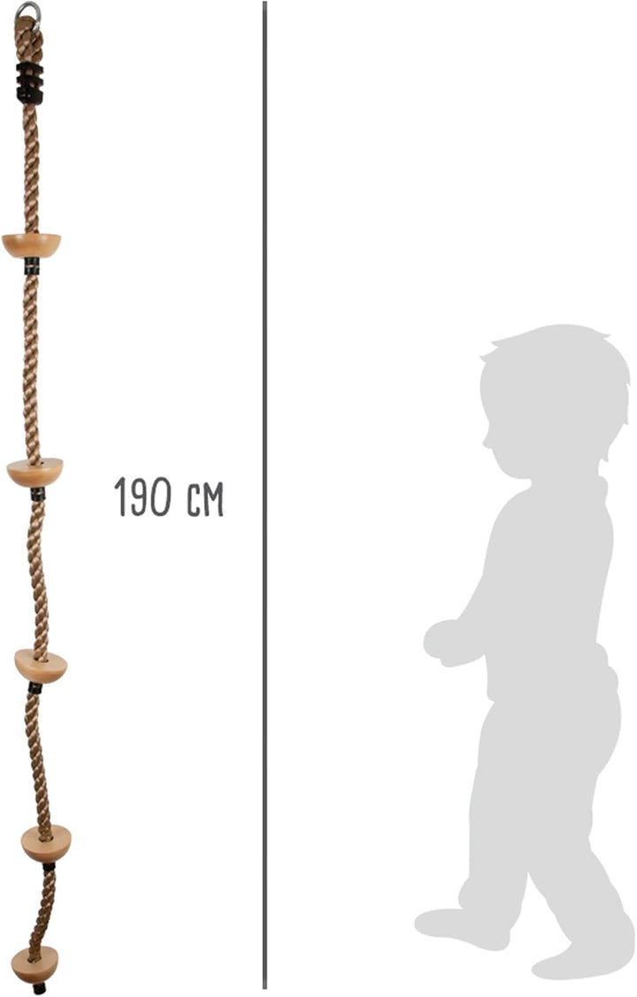 Small Foot Kletterseil mit Fusstritten aus Holz und stabilem Ring zur Aufhängung, in Natur-Optik, ab