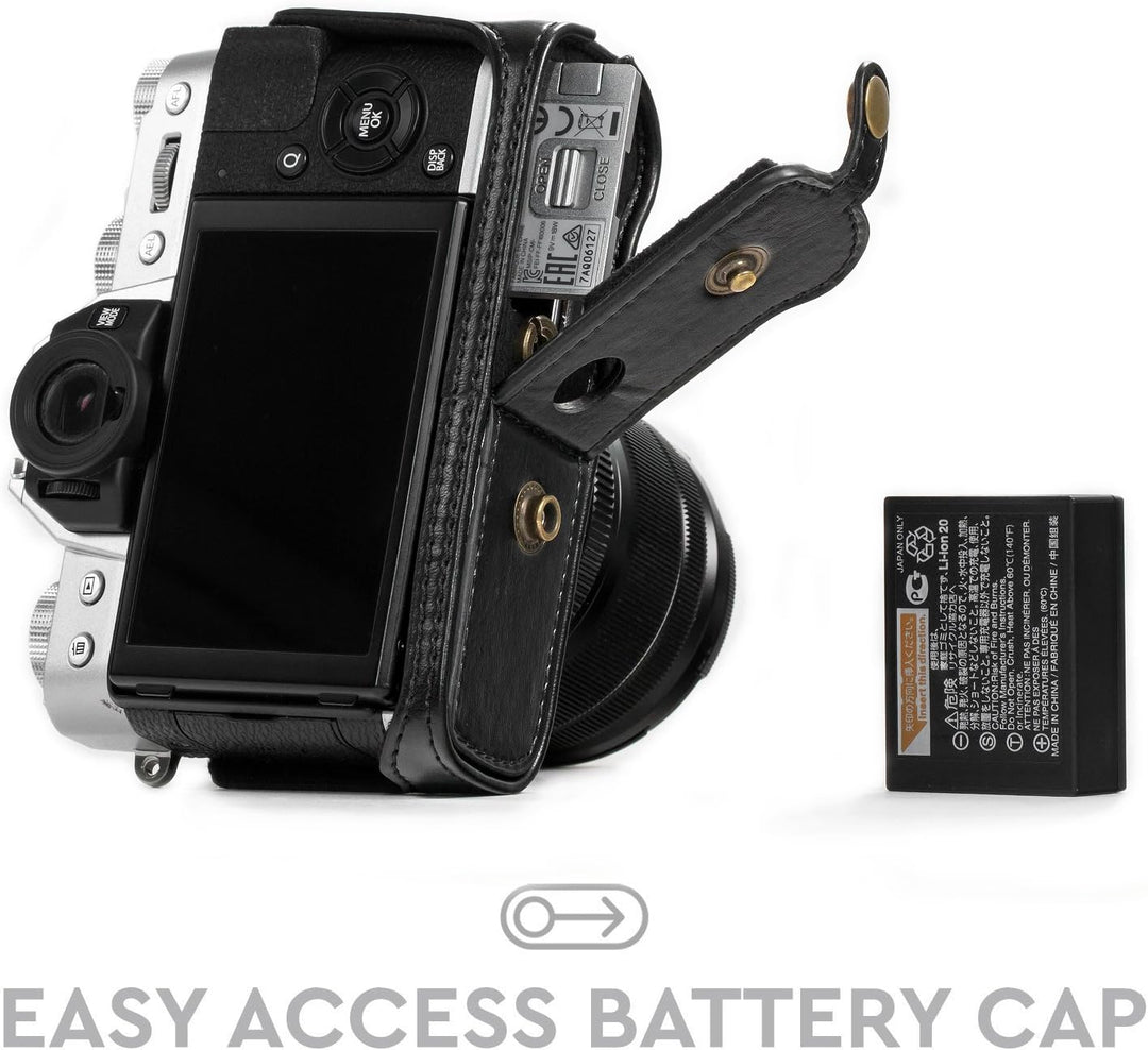 MegaGear MG981 Ever Ready Leder Kamera-Case mit Trageriemen kompatibel mit Fujifilm X-T30, X-T20, X-