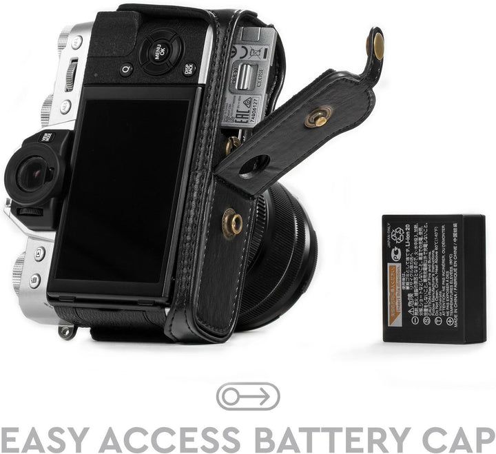MegaGear MG981 Ever Ready Leder Kamera-Case mit Trageriemen kompatibel mit Fujifilm X-T30, X-T20, X-