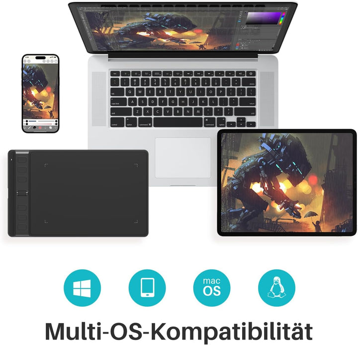 HUION Inspiroy 2 S Grafiktabletts, 6,3 x 3,9 Zoll Tragbares Zeichentablett mit 8192 Stufen batteriel