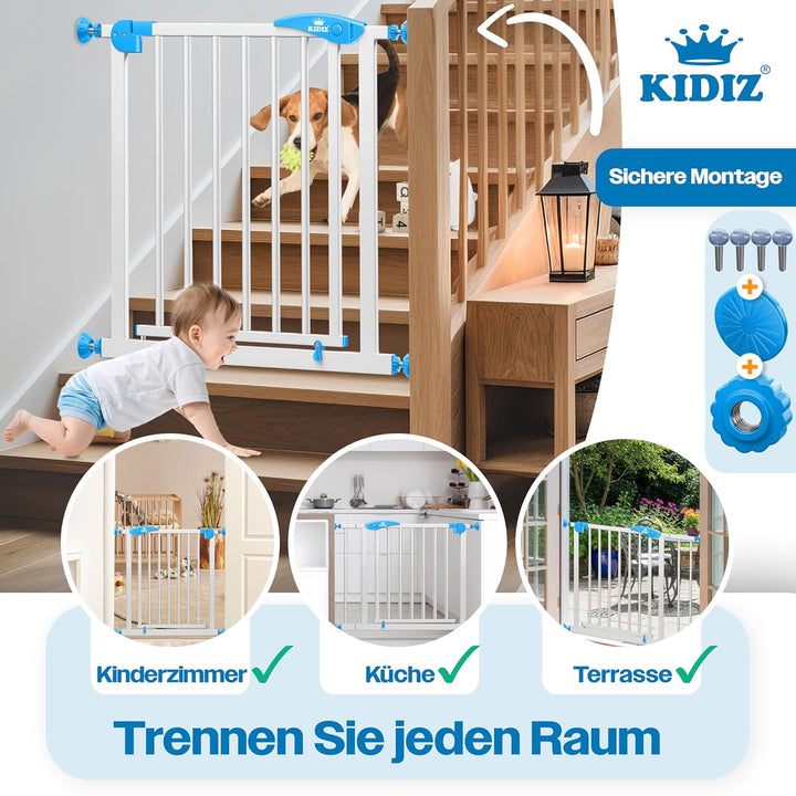 Kidiz® Türschutzgitter Absperrgitter Treppengitter Kindergitter | Gitter Haustier | ohne Bohren | be