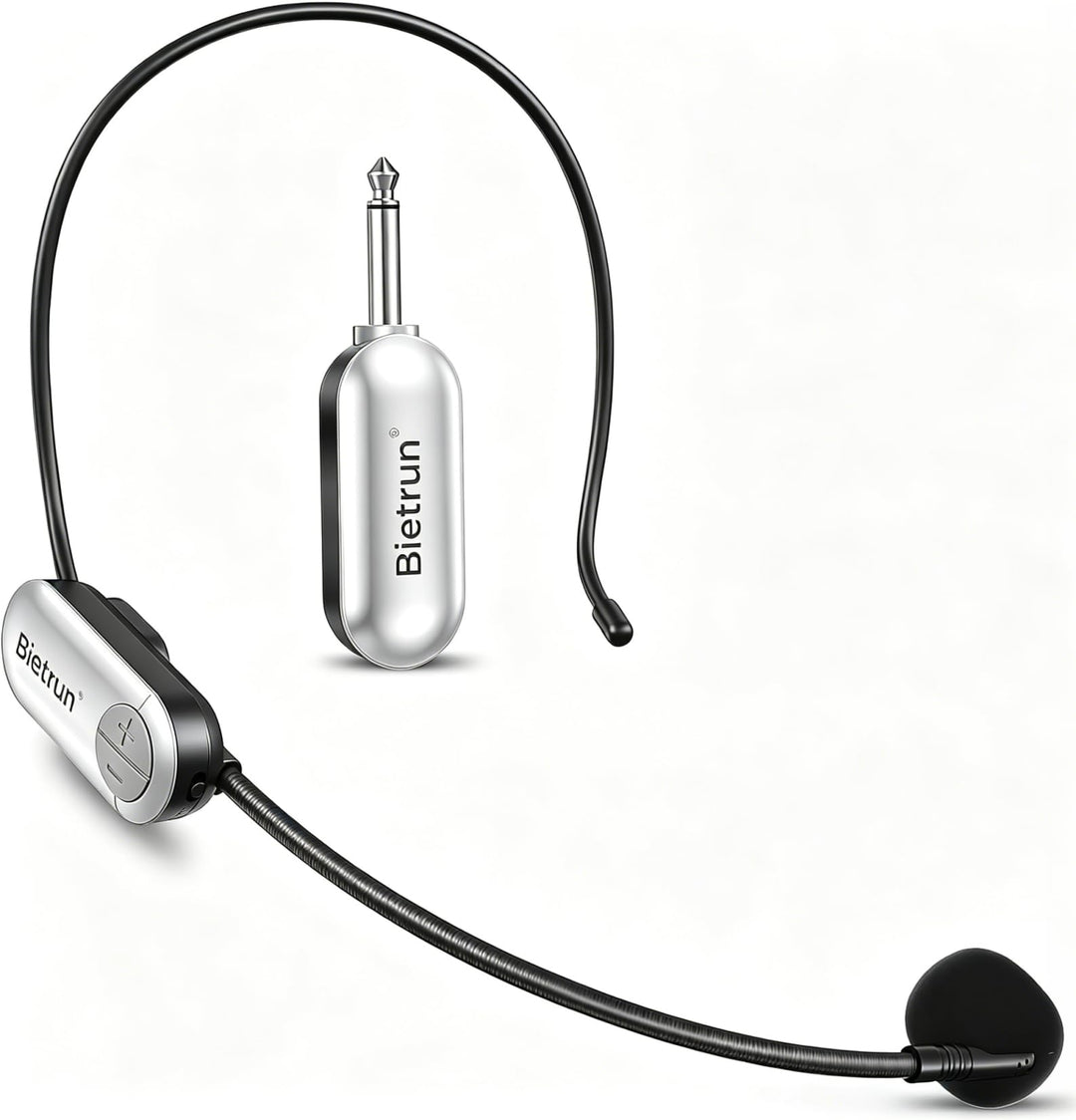 Bietrun UHF-Headset mit kabellosem Mikrofon, 50 m Reichweite, Betriebszeit 6 Stunden, 6,35-mm-Stecke