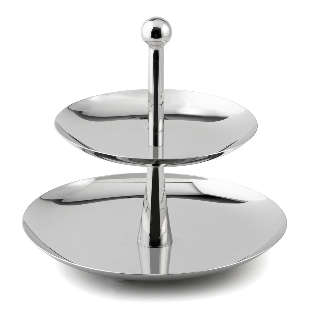 Weis Etagere mit 2 Schalen Edelstahl Silber, Masse: 22cm x 22cm x 23cm, 16032