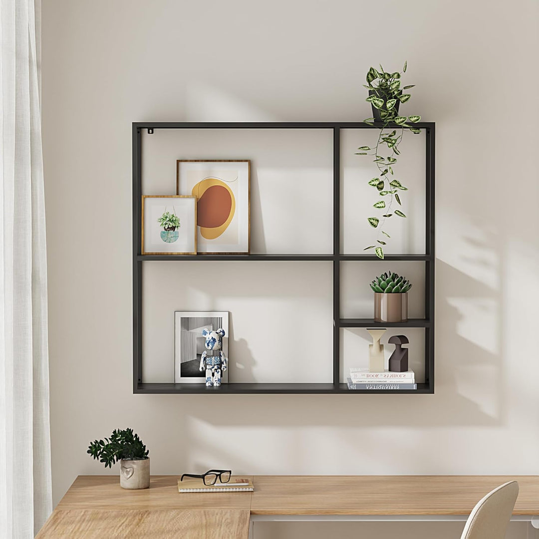 [en.casa] Wandregal Jämijärvi Regal Wandmontage Bücherregal mit 5 Ablagefächern Hängeregal 90 x 100