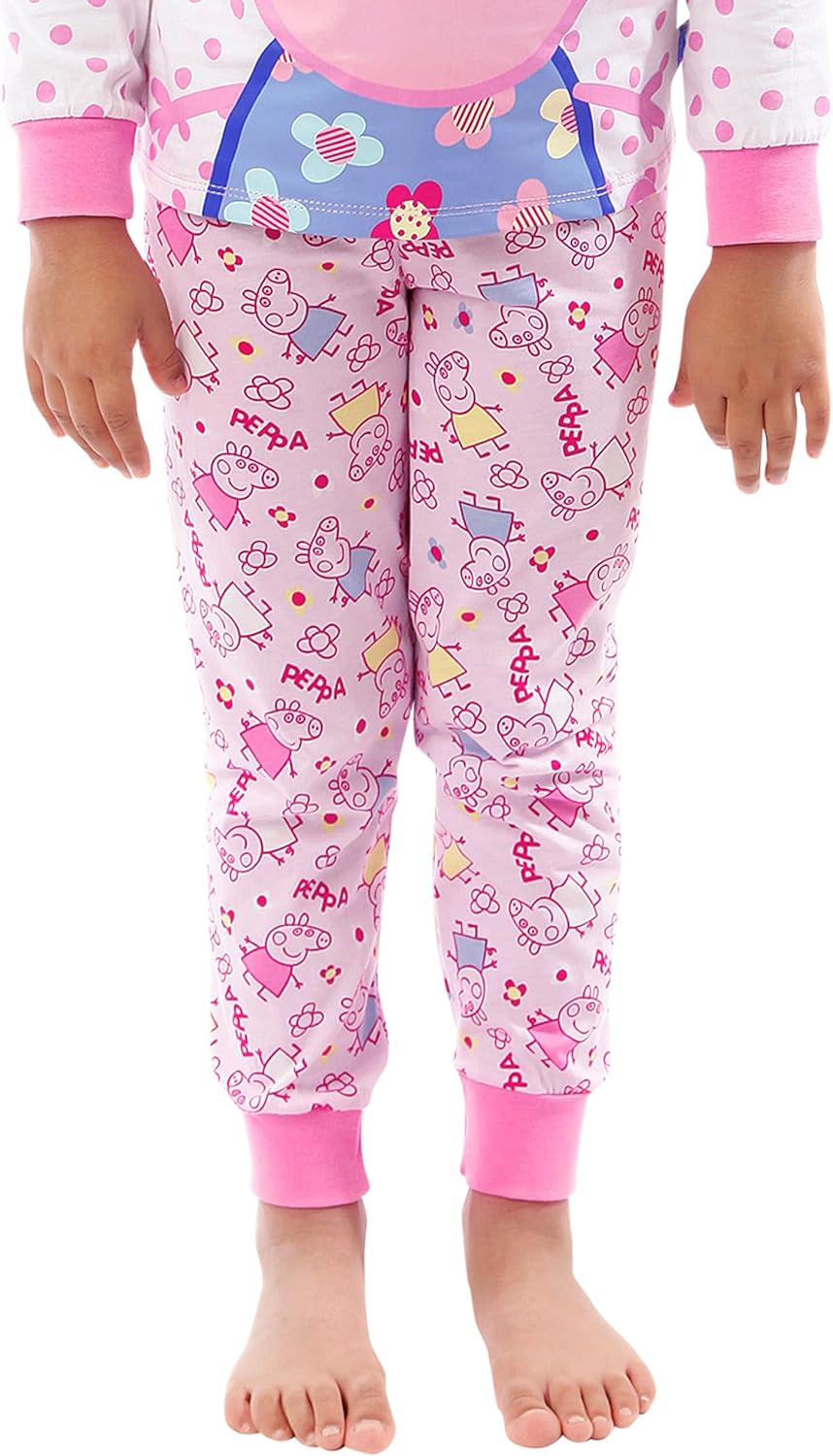 Peppa Wutz Schlafanzug Mädchen | Peppa Pig Schlafanzüge für Mädchen | Blumenmuster Pyjama 110 Mehrfa