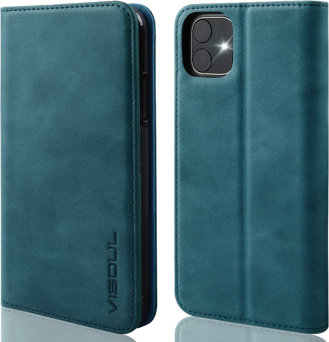 VISOUL iPhone 11 Hülle, Stossfeste Handyhülle [Erstklassiges Rindsleder] [RFID Blocker], TPU Schutzh