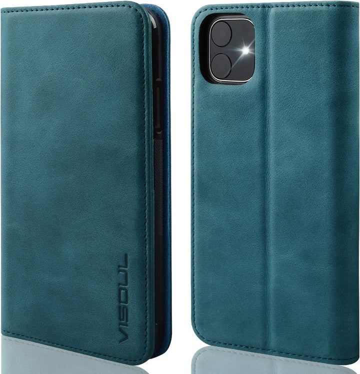 VISOUL iPhone 11 Hülle, Stossfeste Handyhülle [Erstklassiges Rindsleder] [RFID Blocker], TPU Schutzh