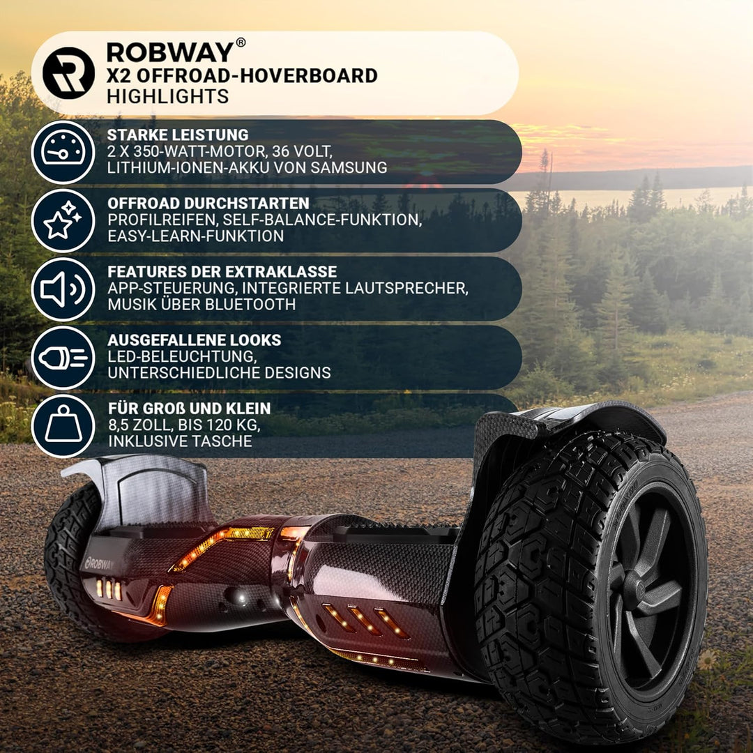 Robway X2 Hoverboard - Das Original - Offroad/Street Edition - Samsung Marken Akku - Self Balance -