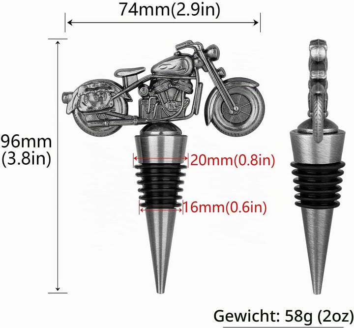 LKKCHER Motorrad Weinflaschenverschluss, Weihnachtsgeschenke Weinsparer, Motorrad Geschenke für Männ