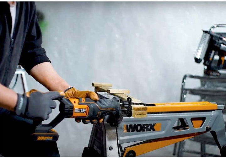 WORX WX500 Akku-Säbelsäge 20V – Akkusäge zum Schneiden von Holz, PVC, Stahl u. v. m. – Verstellbare