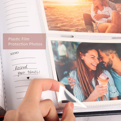 RECUTMS Fotoalbum, 15,2 x 10,2 cm, für 200 Fotos, Premium-Lederalbum, zum Einschieben, Hochzeitsalbu