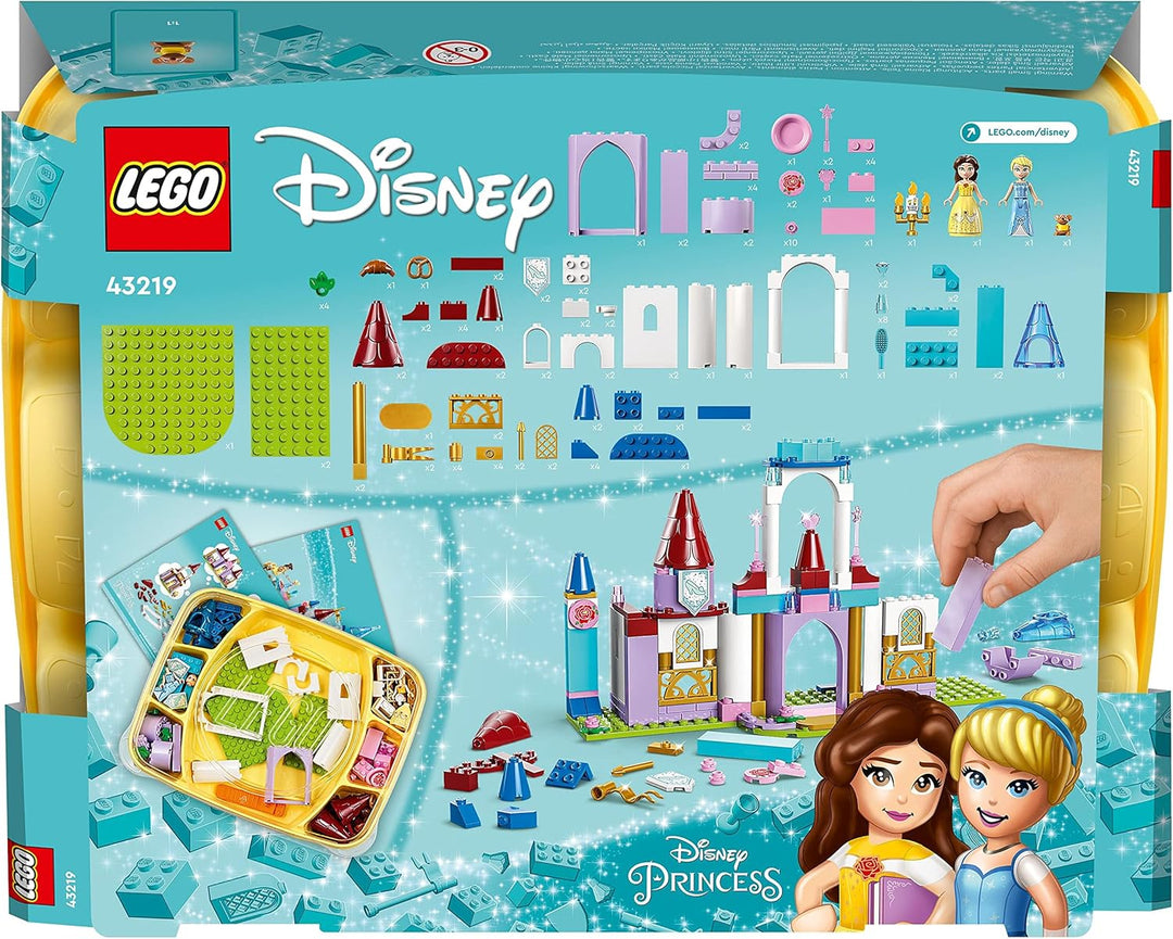 LEGO 43219 Disney Princess Kreative Schlösserbox, Spielzeug Schloss Spielset mit Belle und Cinderell