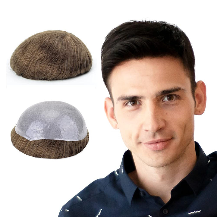 Lordhair Perücke Männer,Realität Toupet,0,06 mm Alle V-Looped Dünnes,Haarfreestyle,Natürlich eng anl