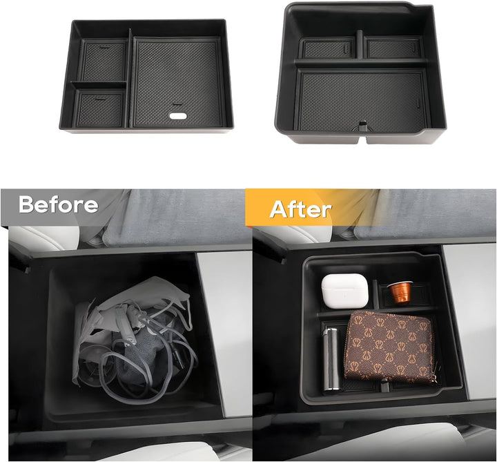 LFOTPP für Tesla Model 3 2024 2025 Mittelkonsole Organizer Hinten und Vorne Tray Handschuhfach, Tesl