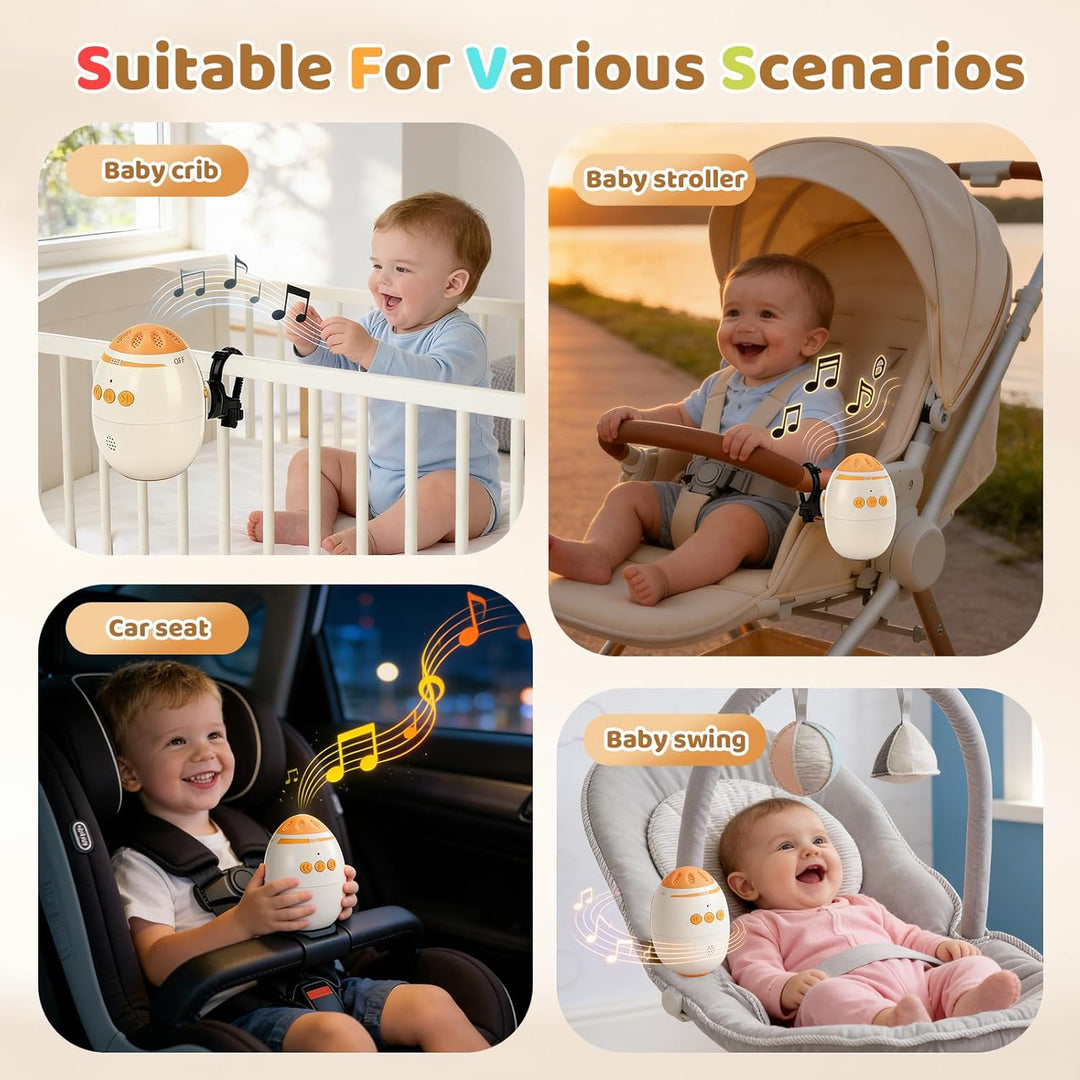 Rechargeable Bluetooth Kinderwagen Schaukler mit Weissem Rauschen & Musikbox – 45 Min Auto-Timer, Si