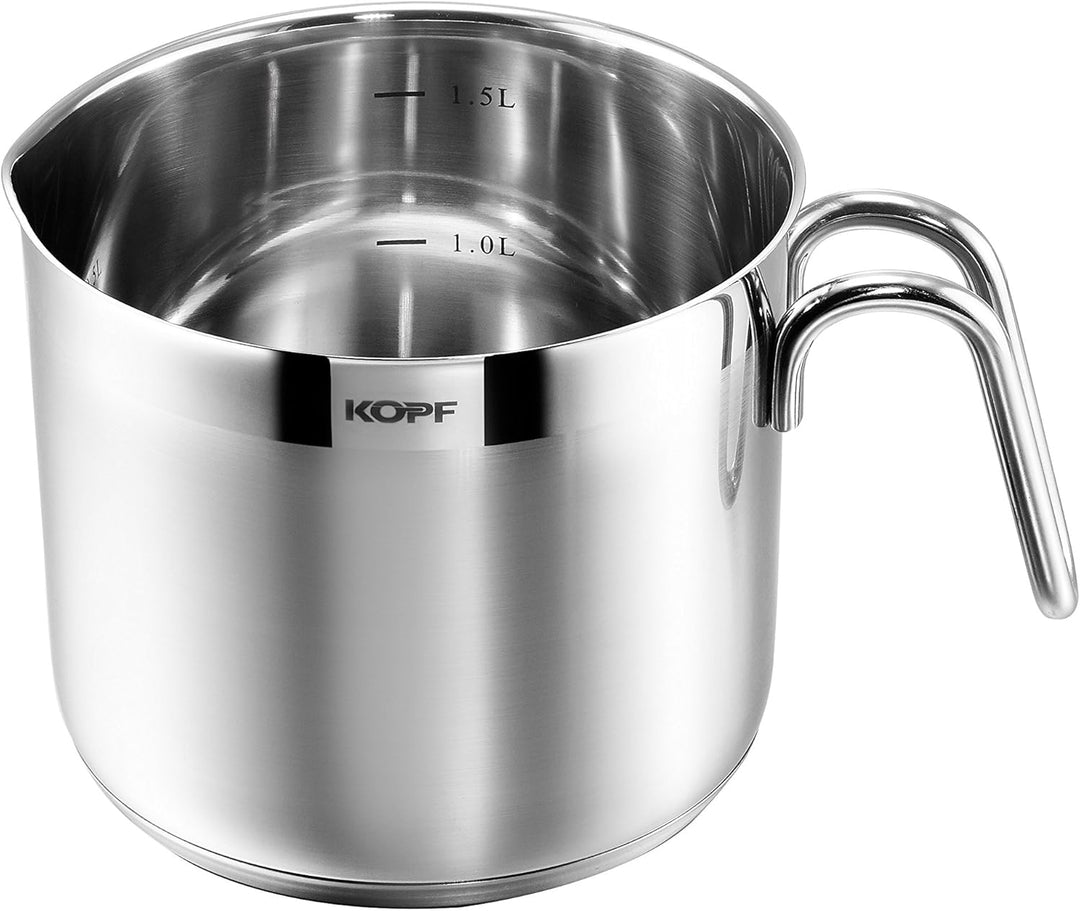 KOPF 124658 Milchtopf Josie Ø 14 cm Höhe 12 cm 1,5 Liter Edelstahl, Milchtopf