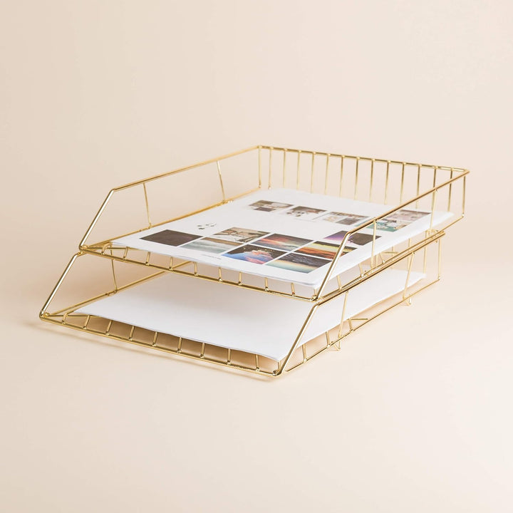 U Brands 3233U03-12 Papierablage aus Metall, Briefgrösse, Schreibtischzubehör, Vena-Kollektion, gold