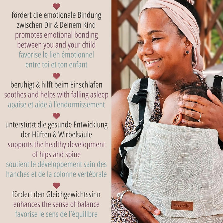 Hoppediz Buckle Toddler, Babytrage für Kleinkinder (9-25 kg), Design Grenada natur, Grenada natur