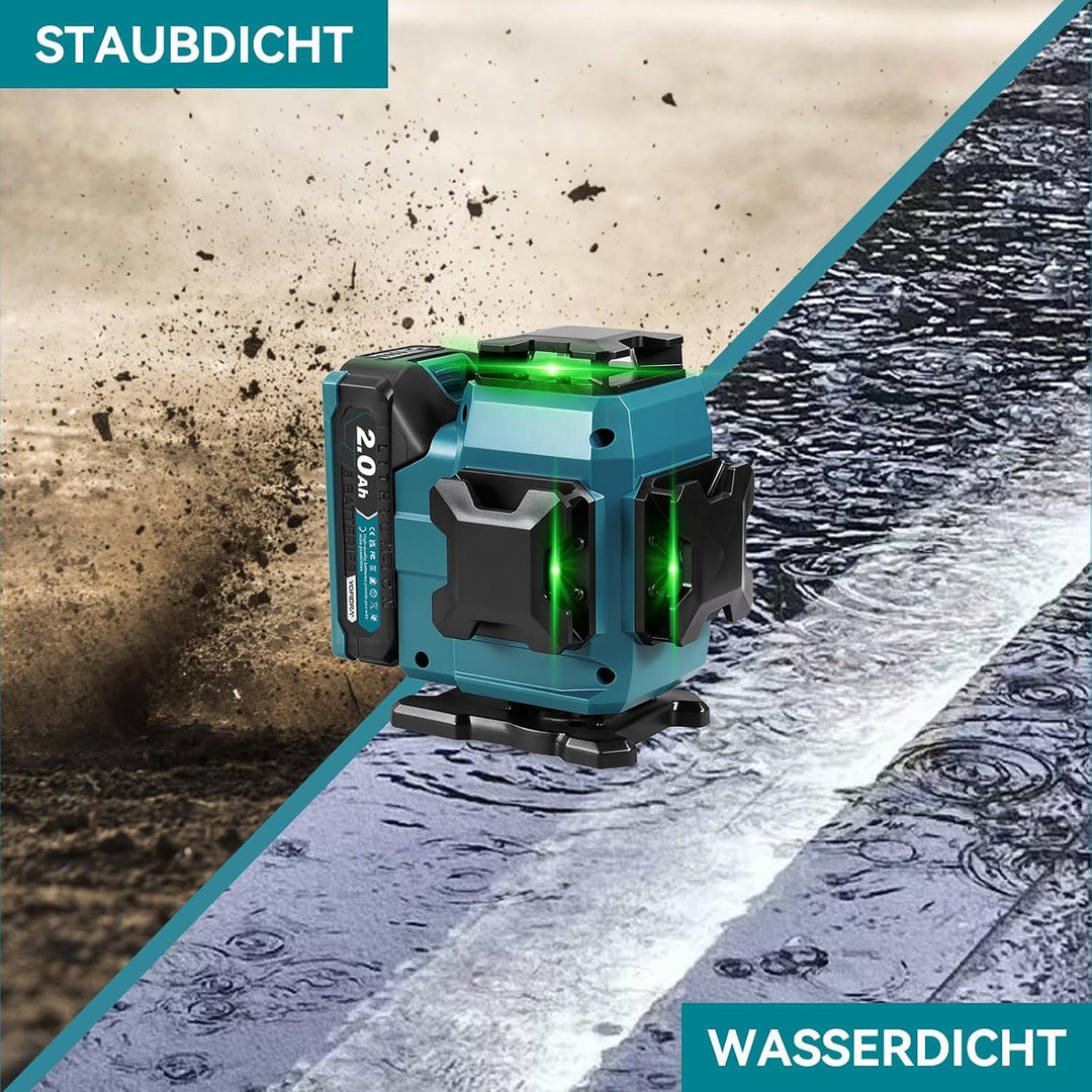 Yofidra Kreuzlinienlaser mit Stativ - 4 x 360°16 Linien Grün Laser Wasserwaage, Selbstnivellierender