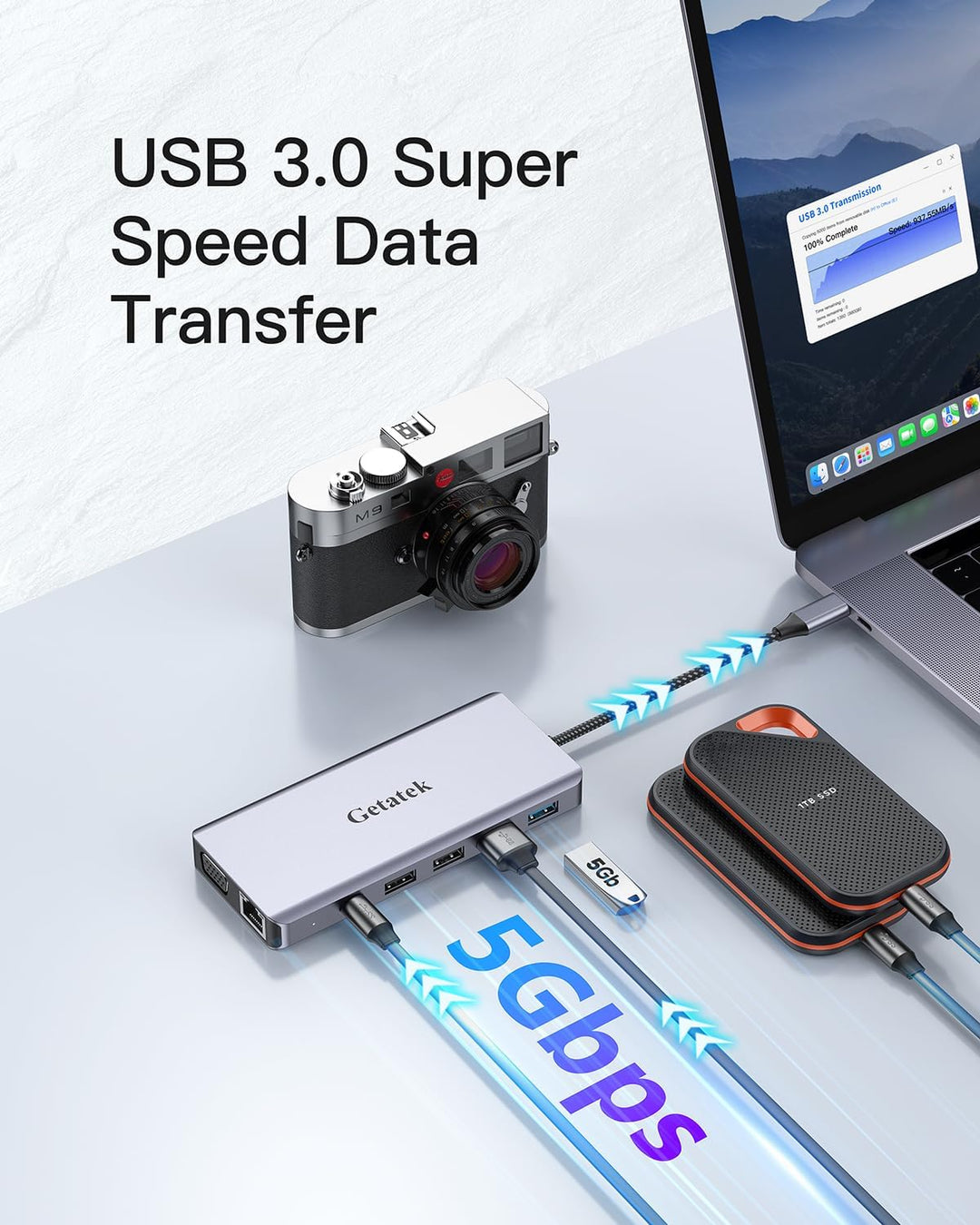 12-in-1 Docking Station with 4K HDMI,USB A 3.0 Port and USB C 5Gbps Data Port,VGA,100W PD Charging,