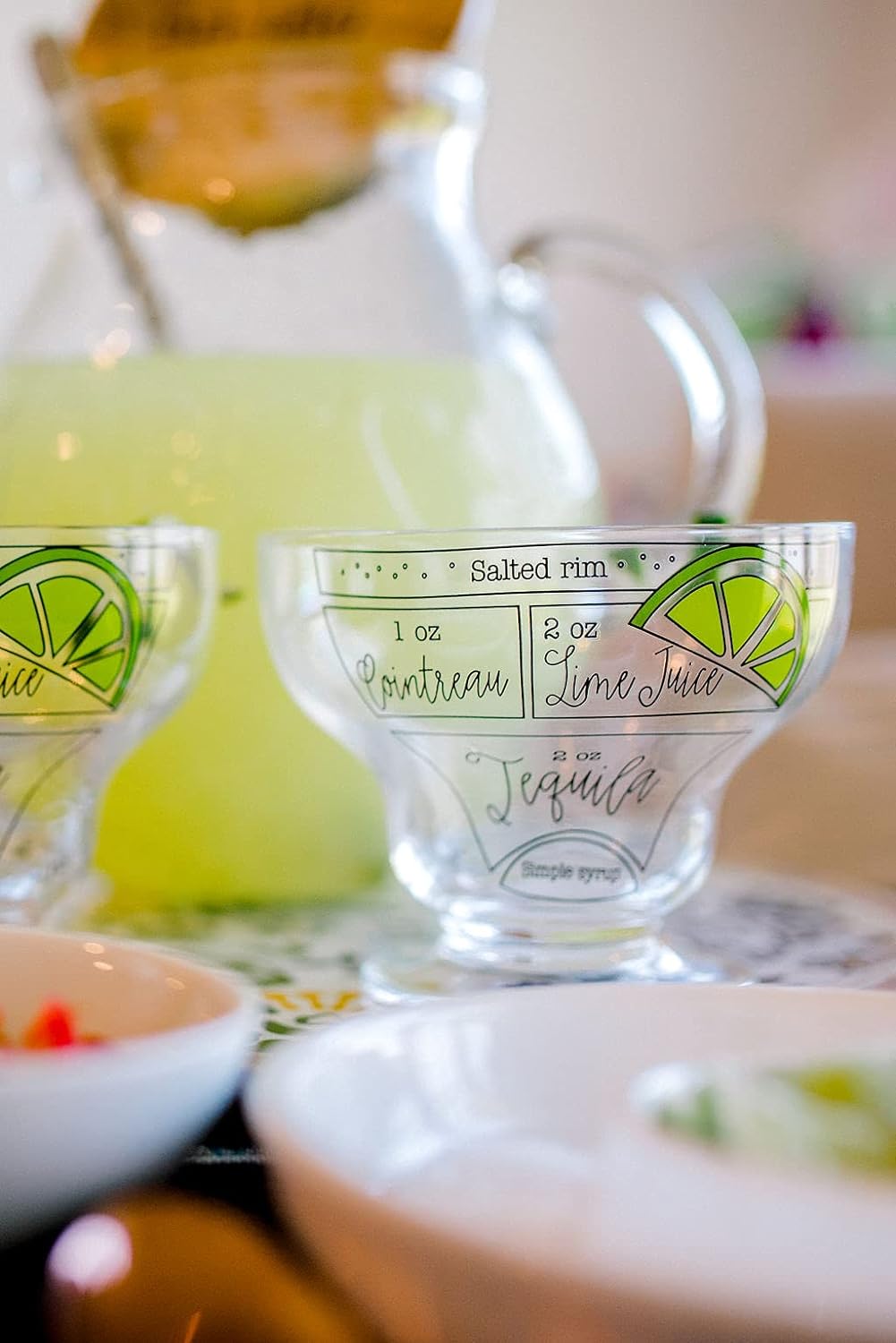 Mud Pie 42600664 Stemless Glass with Ingredients Margarita-Glas ohne Stiel mit Zutaten, durchsichtig