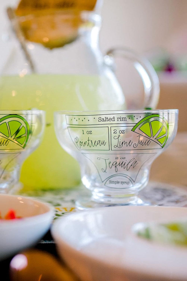 Mud Pie 42600664 Stemless Glass with Ingredients Margarita-Glas ohne Stiel mit Zutaten, durchsichtig