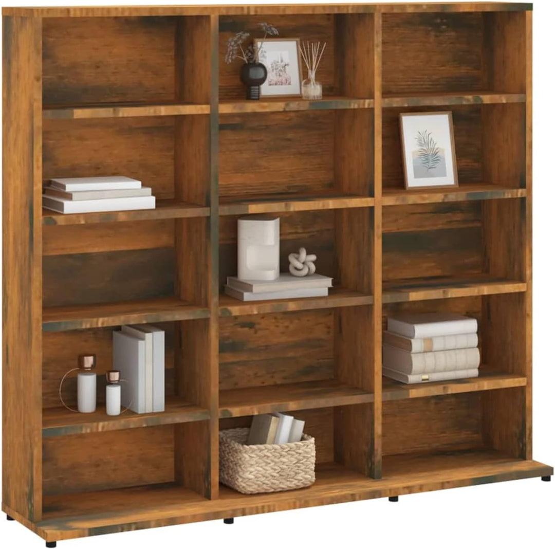 Gecheer CD Regal mit 15 offenen Fächern Medienregal Medienschrank Aufbewahrung Standregal Regalwand