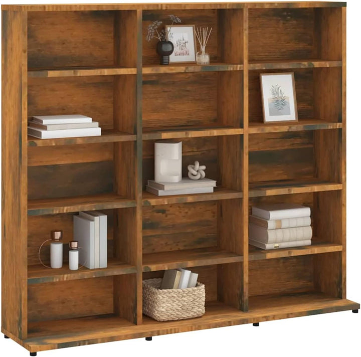 Gecheer CD Regal mit 15 offenen Fächern Medienregal Medienschrank Aufbewahrung Standregal Regalwand
