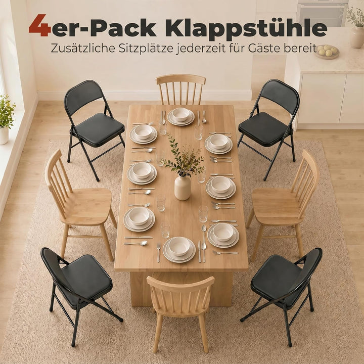 HOMCOM 4er Set Klappstuhl Campingstuhl mit Gepolsteter Rückenlehne, Klappbar Bürostuhl mit Stahlrahm