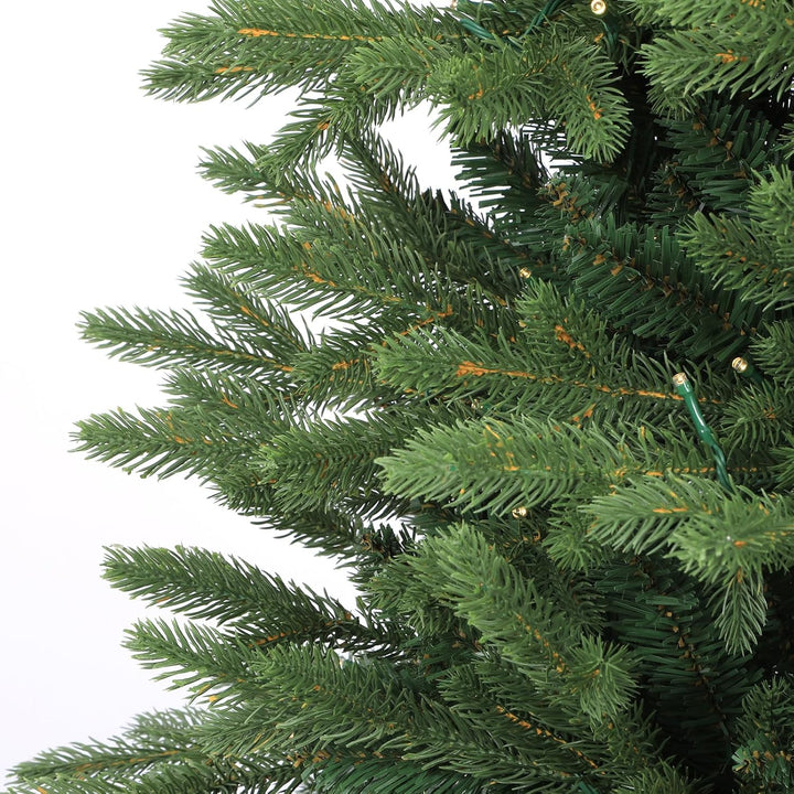 SALCAR Künstlicher Weihnachtsbaum 180 cm mit Warm LED-Beleuchtung und Holzständer, PE-Spritzguss und