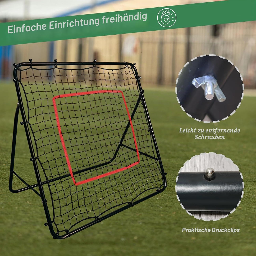 Rebounder Fussball Rückprallnetz Training Torwand - 100 x 100 cm Verstellbar Wetterfest - Fussball R