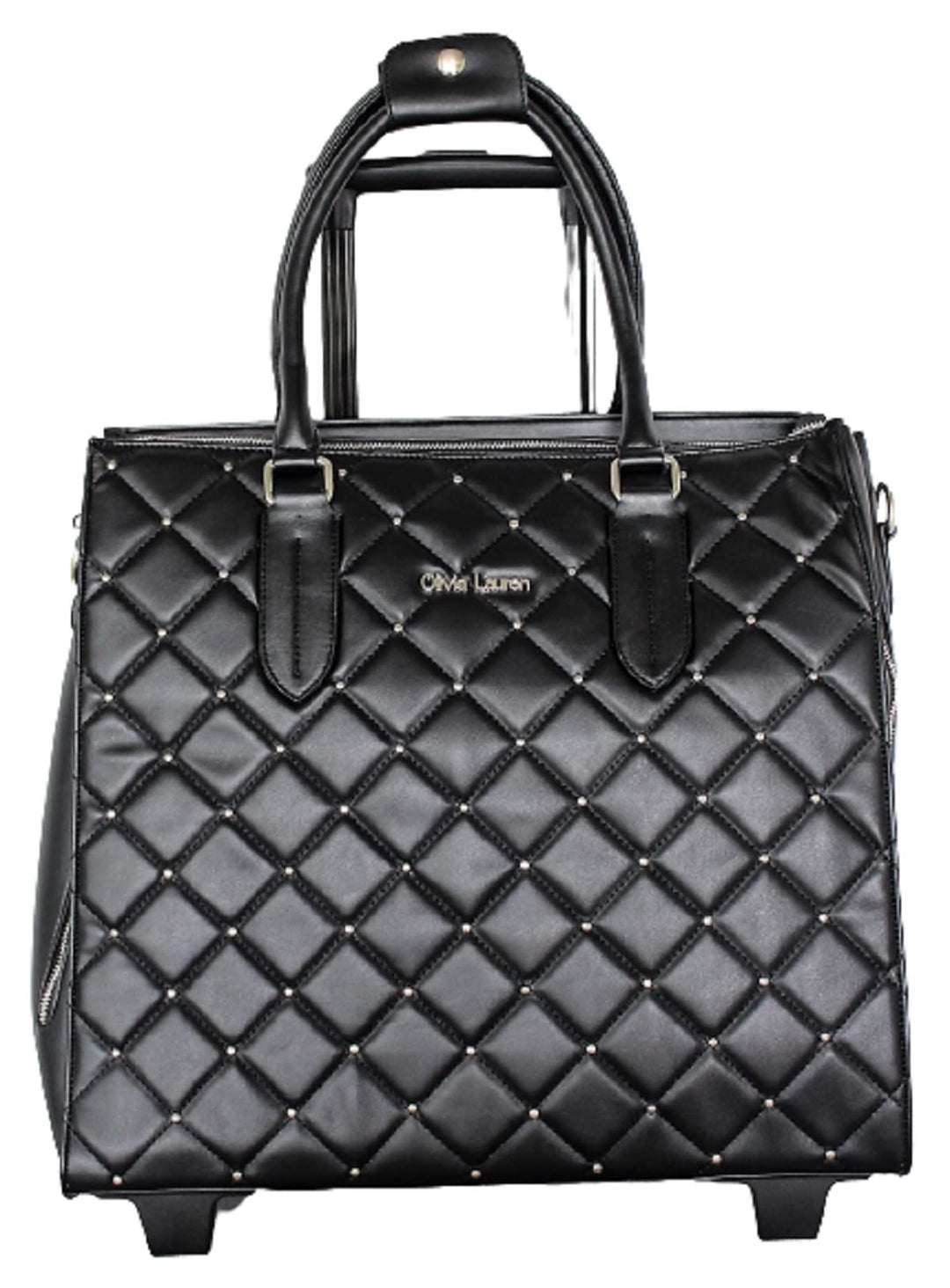 Bowatex Aktentasche Damen Trolley Laptoptrolley Karo Schwarz Leicht