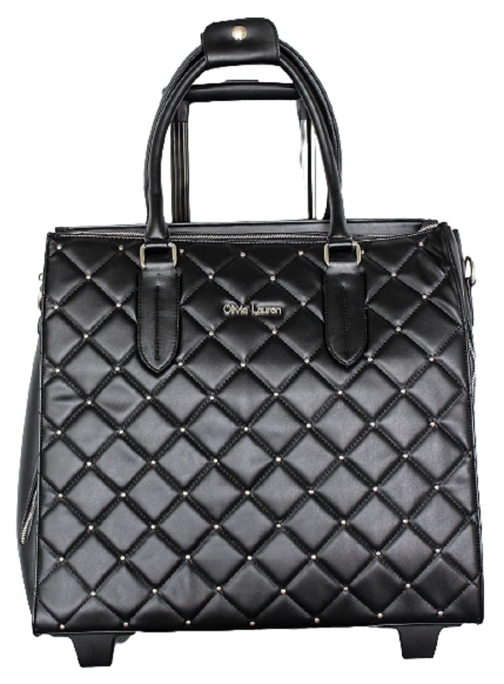 Bowatex Aktentasche Damen Trolley Laptoptrolley Karo Schwarz Leicht