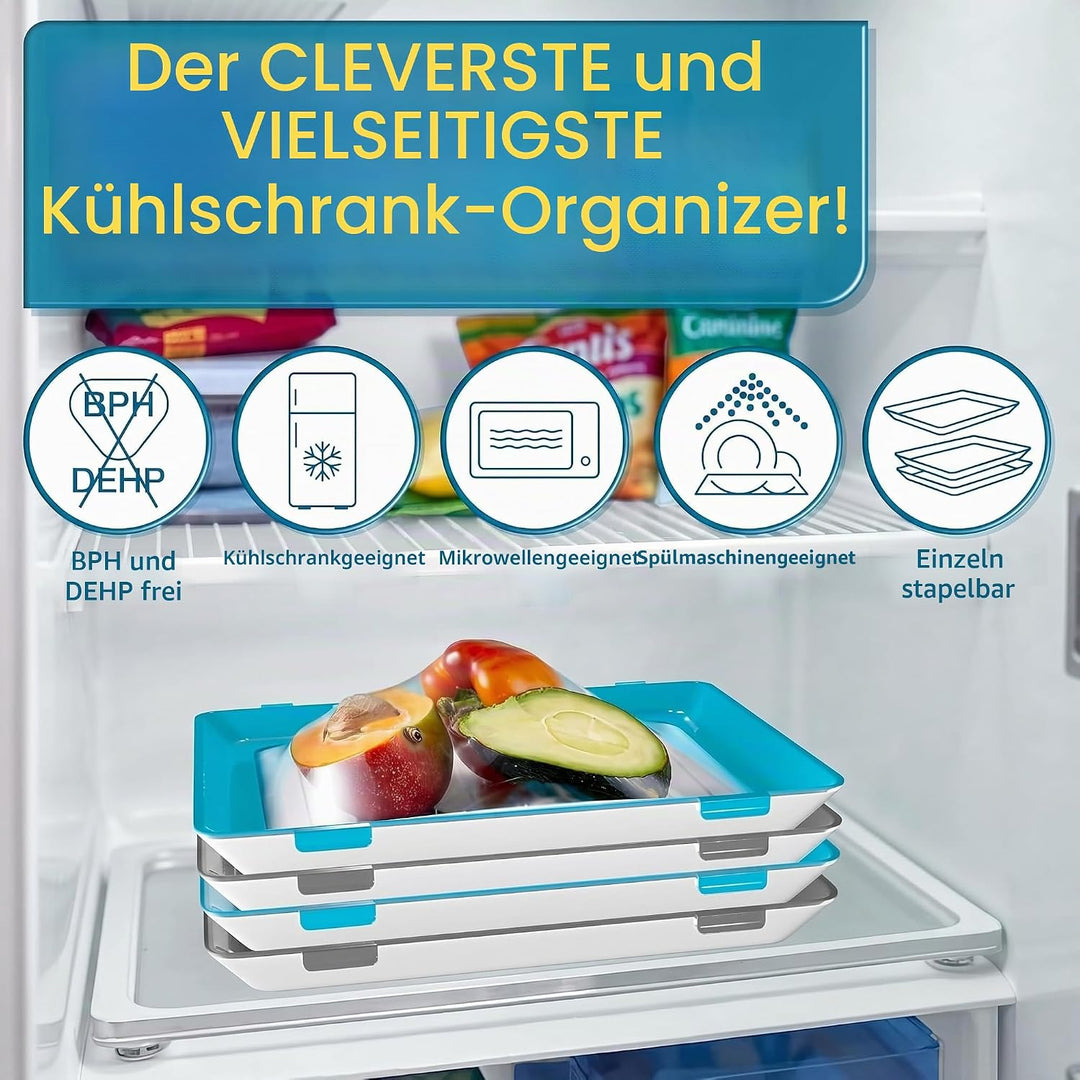 Durandal 2er Set Aufschnittboxen für Kühlschrank aus BPA-freiem Plastik – stapelbare Frischhaltedose