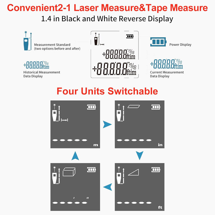 Massband Laser Entfernungsmesser, Vorstik Entfernungsmesser Digital,Massband Laser Messgerät Entfern