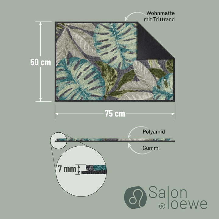 Salonloewe Coco anthrazit Fussmatte waschbar 050 x 075 cm Fussabtreter Schmutzfangmatte Eingangs-Tür