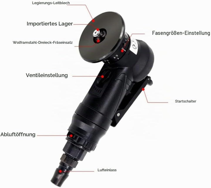 HEYOUTH Pneumatische Anfasmaschine, 2-in-1 Mini Pneumatische Anfasmaschine, 30000 U/min Trimming mit