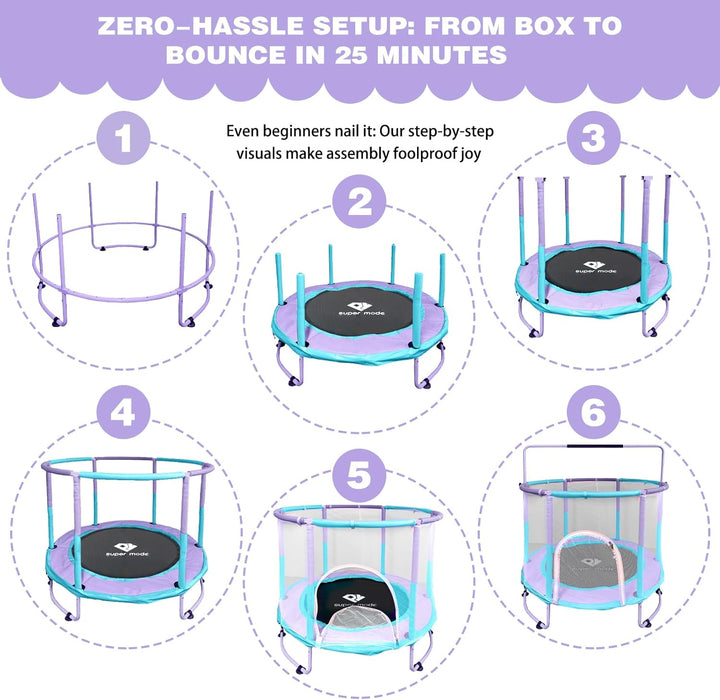 Indoor &amp; Outdoor Trampolin with Net for Kinder Ø 140 cm, 55 | Kinder Trampolin with Adjustable Gymna