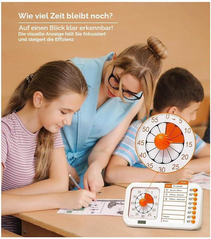 Visueller ADHS-Timer für Kinder und Erwachsene mit Planungstafel, Aufgabentimer, Aufgabentabelle und