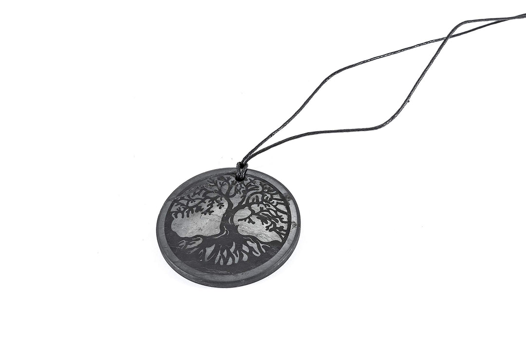 KASHU Edelstein Schungit direkt aus Karelien: Anhänger "Baum des Lebens" 50 mm