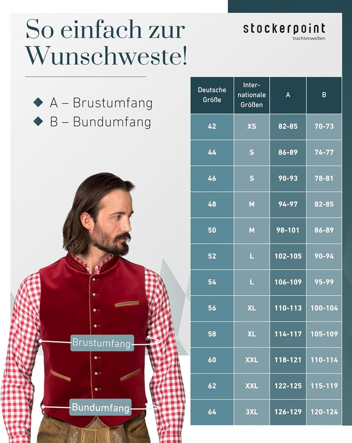 Stockerpoint Herren Weste Ricardo Trachtenweste 50 Rot (Dunkelrot), 50 Rot (Dunkelrot)