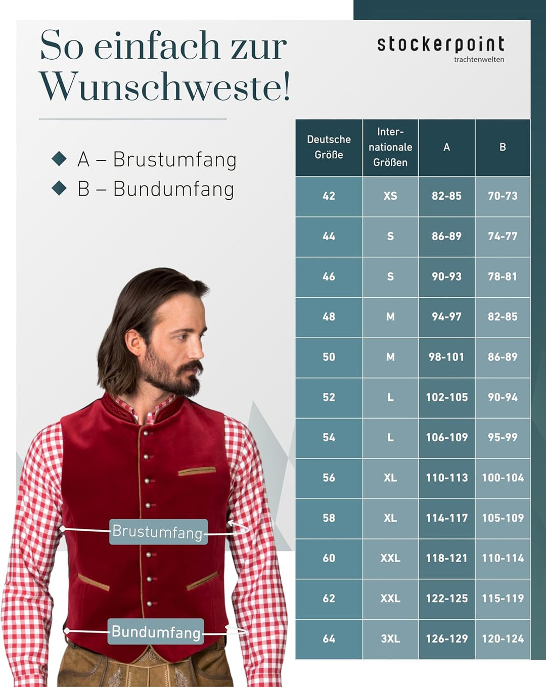 Stockerpoint Herren Weste Ricardo Trachtenweste 50 Rot (Dunkelrot), 50 Rot (Dunkelrot)