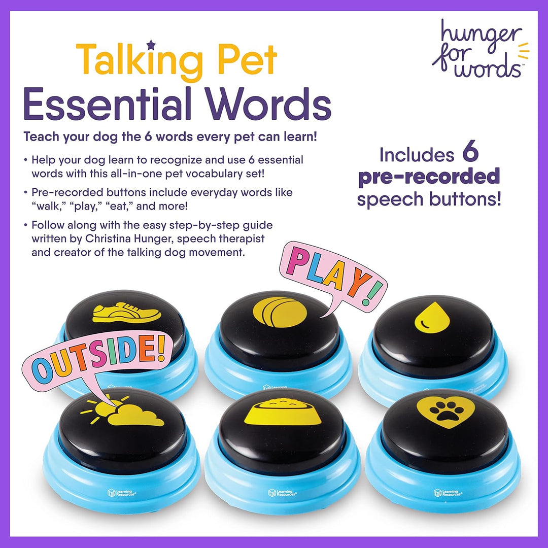Hunger for Words Sprechknöpfe für Hunde, Set mit 6 voraufgezeichneten Sprachtasten, von Christina Hu
