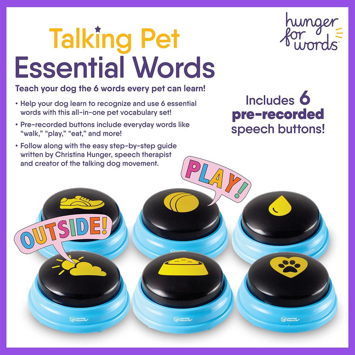 Hunger for Words Sprechknöpfe für Hunde, Set mit 6 voraufgezeichneten Sprachtasten, von Christina Hu